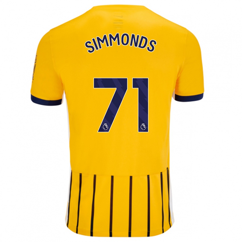 Kinder Freddie Simmonds #71 Gold Blau Nadelstreifen Auswärtstrikot Trikot 2024/25 T-Shirt Schweiz