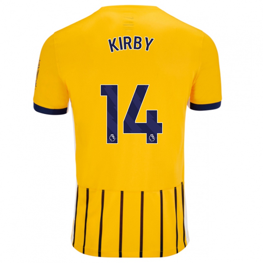 Kinder Fran Kirby #14 Gold Blau Nadelstreifen Auswärtstrikot Trikot 2024/25 T-Shirt Schweiz