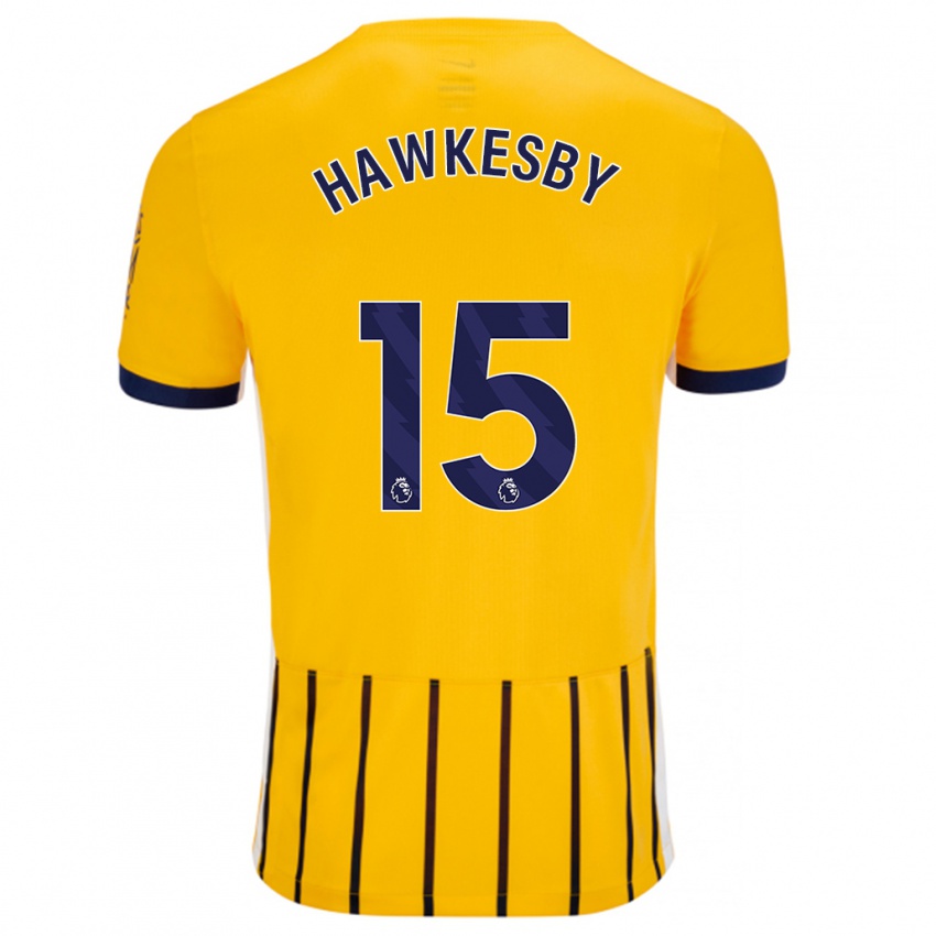 Enfant Maillot Mackenzie Hawkesby #15 Doré Bleu À Fines Rayures Tenues Extérieur 2024/25 T-Shirt Suisse