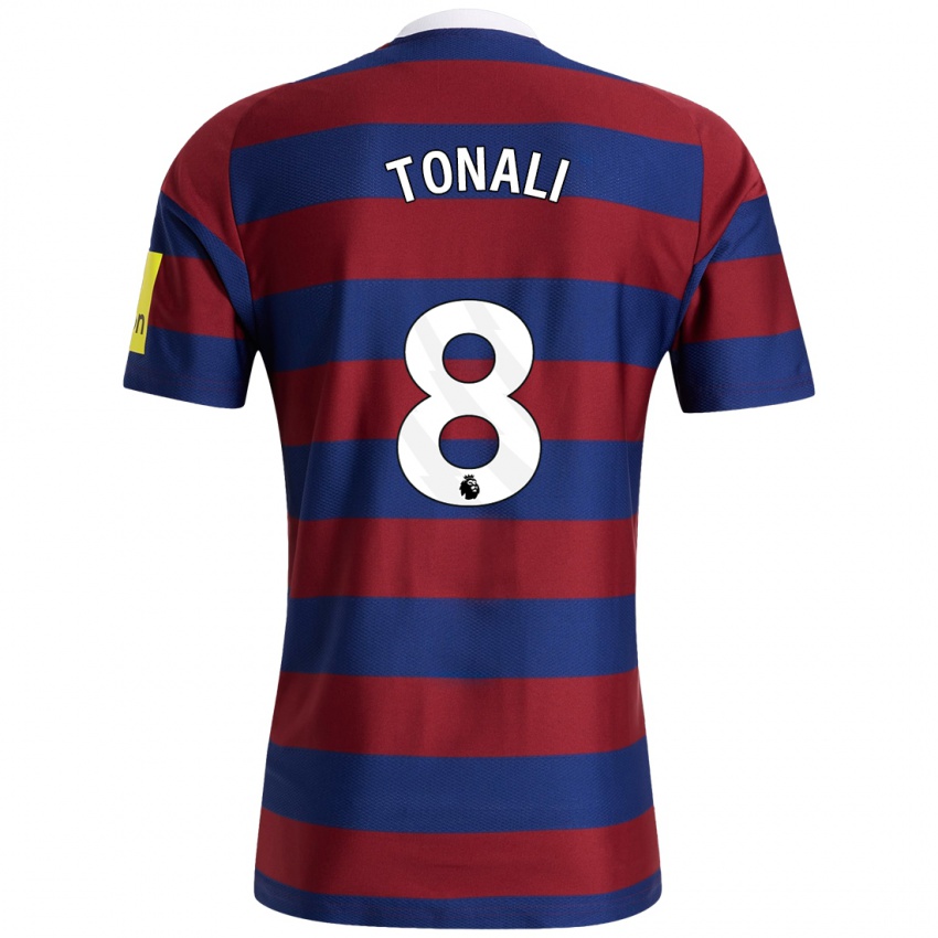 Kinder Sandro Tonali #8 Burgunderrot Marineblau Auswärtstrikot Trikot 2024/25 T-Shirt Schweiz