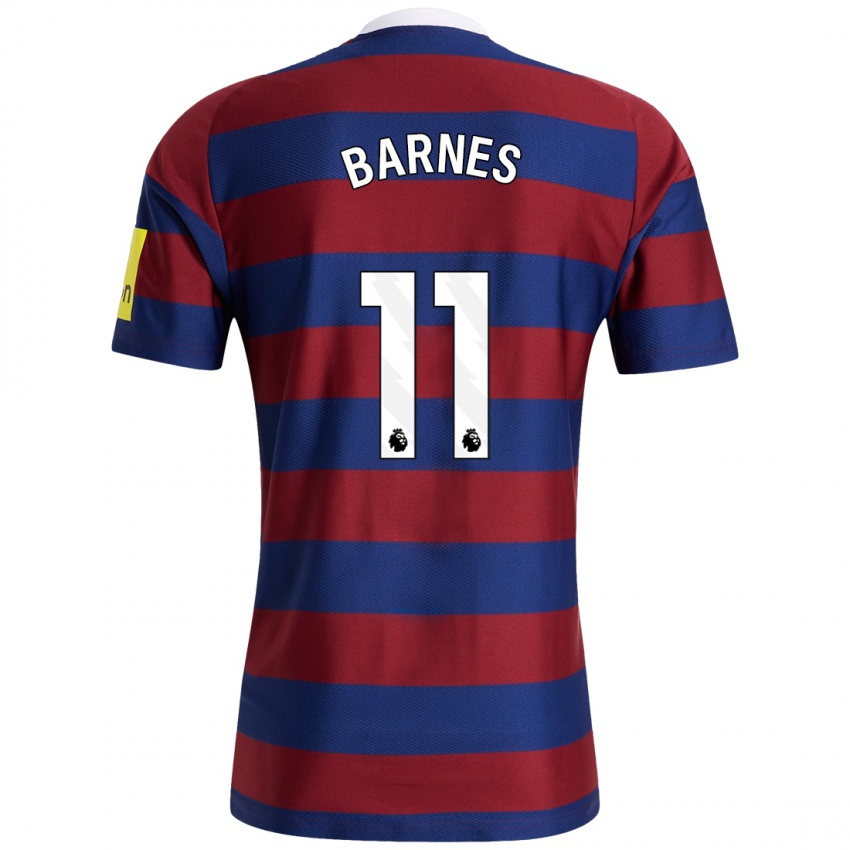 Kinder Harvey Barnes #11 Burgunderrot Marineblau Auswärtstrikot Trikot 2024/25 T-Shirt Schweiz