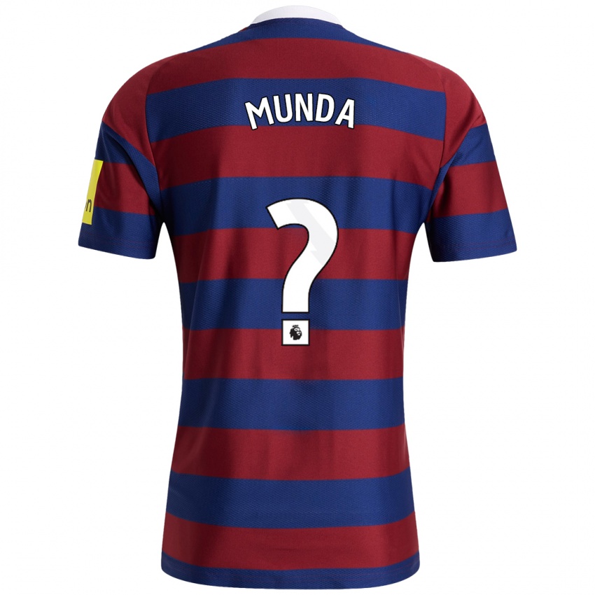 Kinder Anthony Munda #0 Burgunderrot Marineblau Auswärtstrikot Trikot 2024/25 T-Shirt Schweiz