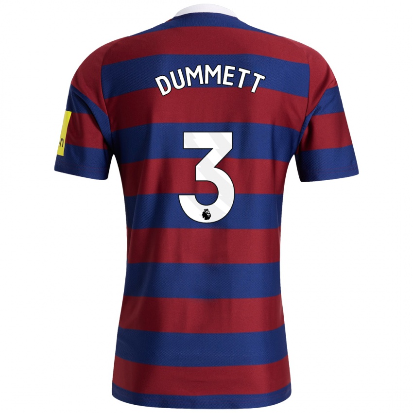 Kinder Paul Dummett #3 Burgunderrot Marineblau Auswärtstrikot Trikot 2024/25 T-Shirt Schweiz