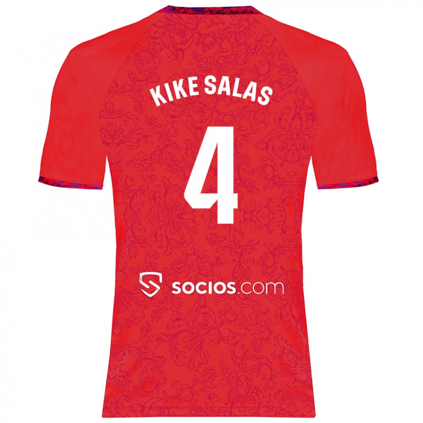 Kinder Kike Salas #4 Rot Auswärtstrikot Trikot 2024/25 T-Shirt Schweiz