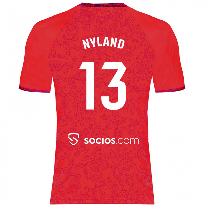 Kinder Ørjan Nyland #13 Rot Auswärtstrikot Trikot 2024/25 T-Shirt Schweiz