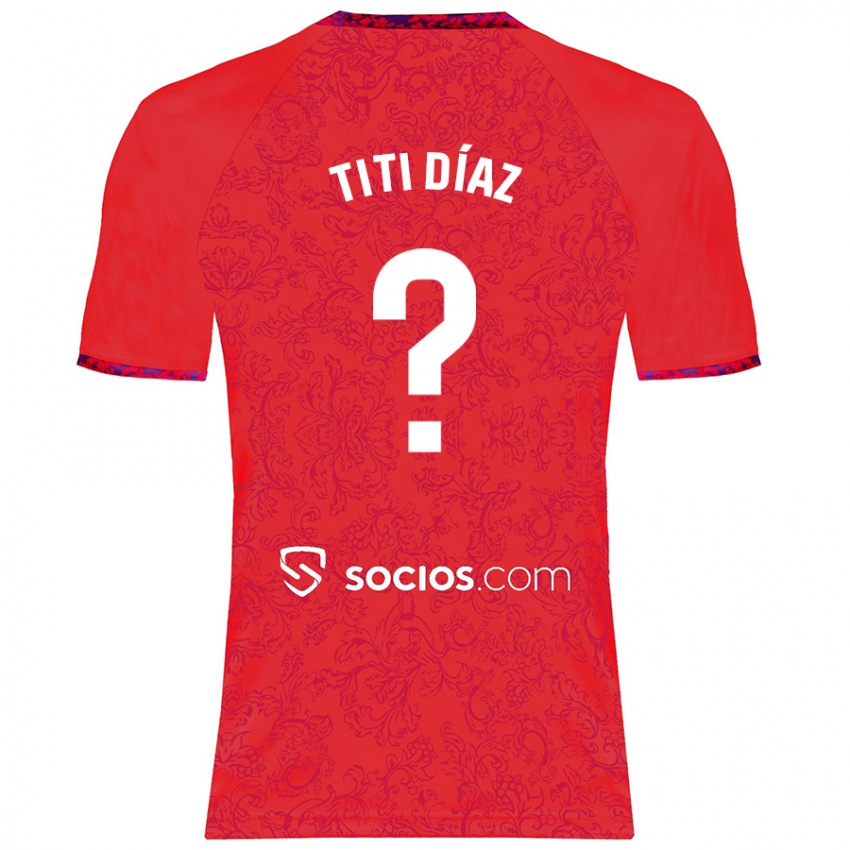 Kinder Titi Díaz #0 Rot Auswärtstrikot Trikot 2024/25 T-Shirt Schweiz