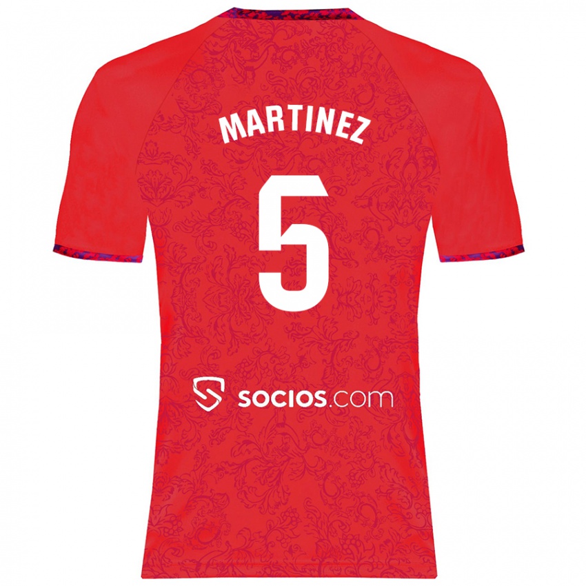 Kinder Sergio Martínez #5 Rot Auswärtstrikot Trikot 2024/25 T-Shirt Schweiz