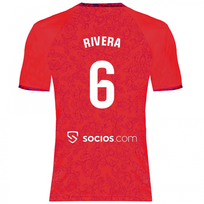 Kinder Pablo Rivera #6 Rot Auswärtstrikot Trikot 2024/25 T-Shirt Schweiz