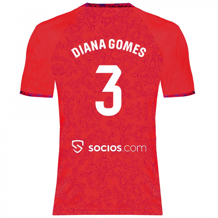 Kinder Diana Catarina Ribeiro Gomes #3 Rot Auswärtstrikot Trikot 2024/25 T-Shirt Schweiz