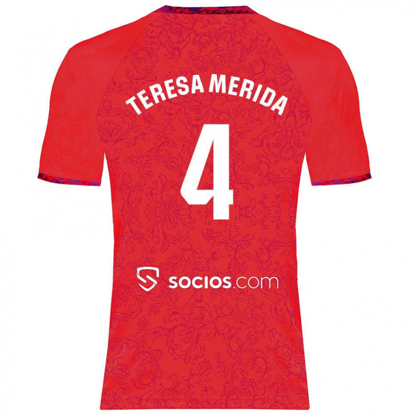 Kinder Teresa Merida #4 Rot Auswärtstrikot Trikot 2024/25 T-Shirt Schweiz