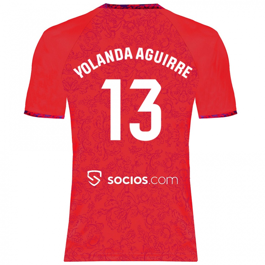 Kinder Yolanda Aguirre Gutiérrez #13 Rot Auswärtstrikot Trikot 2024/25 T-Shirt Schweiz