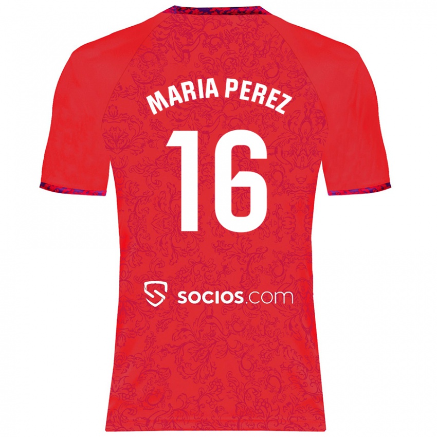 Kinder María Pérez Rabaza #16 Rot Auswärtstrikot Trikot 2024/25 T-Shirt Schweiz