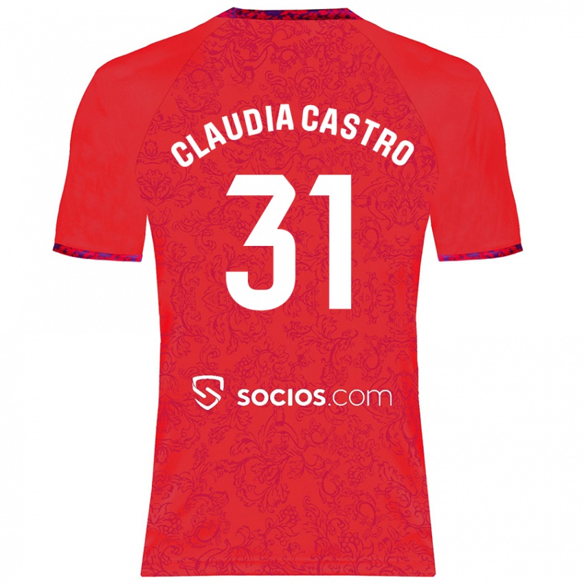 Kinder Claudia Castro Romero #31 Rot Auswärtstrikot Trikot 2024/25 T-Shirt Schweiz