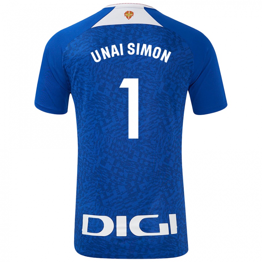 Kinder Unai Simón #1 Königsblau Auswärtstrikot Trikot 2024/25 T-Shirt Schweiz