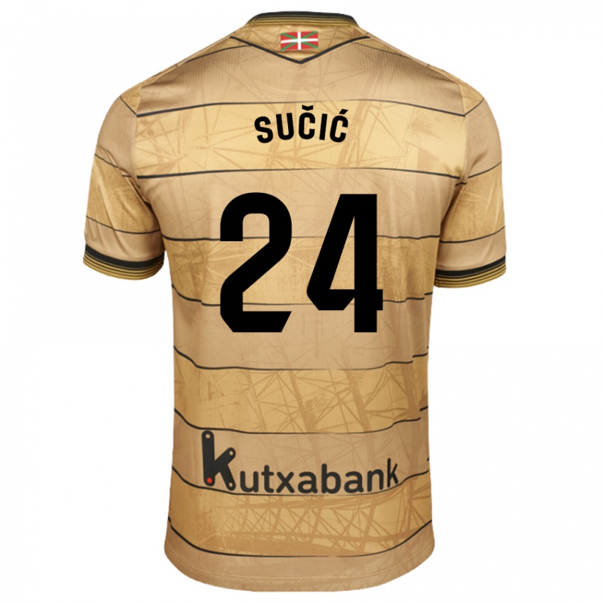 Kinder Luka Sucic #24 Braun Auswärtstrikot Trikot 2024/25 T-Shirt Schweiz