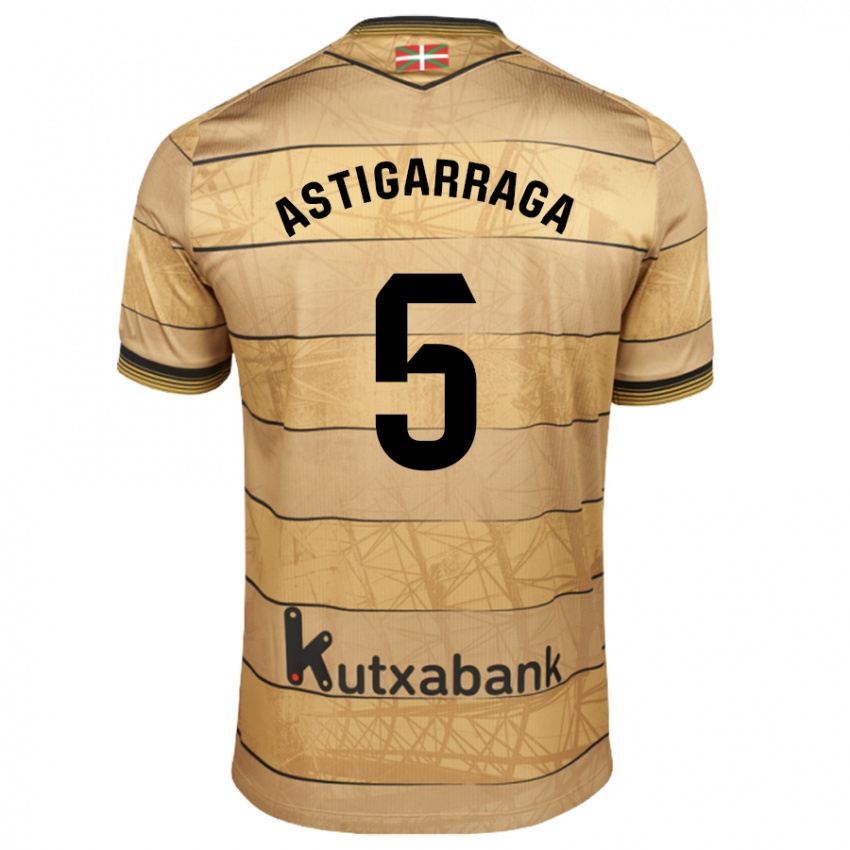 Kinder Eneko Astigarraga #5 Braun Auswärtstrikot Trikot 2024/25 T-Shirt Schweiz