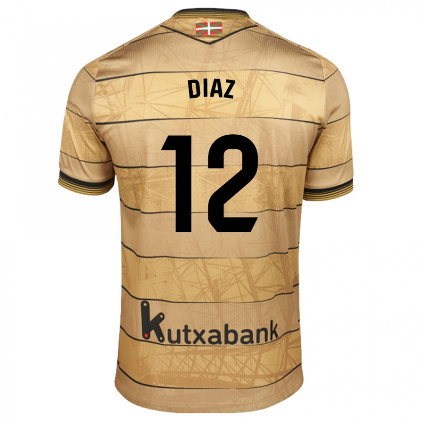 Kinder Ekain Díaz #12 Braun Auswärtstrikot Trikot 2024/25 T-Shirt Schweiz