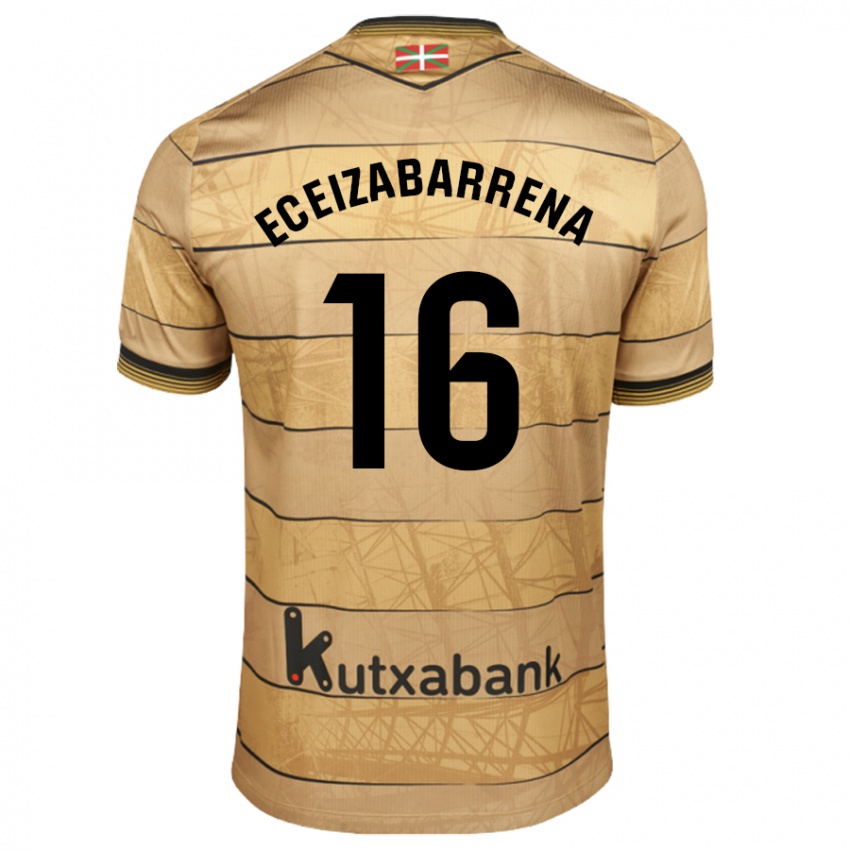 Kinder Jon Eceizabarrena #16 Braun Auswärtstrikot Trikot 2024/25 T-Shirt Schweiz