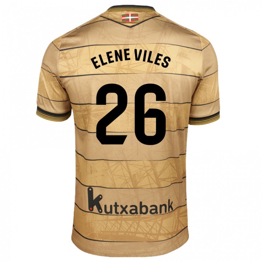 Kinder Elene Viles Odriozola #26 Braun Auswärtstrikot Trikot 2024/25 T-Shirt Schweiz