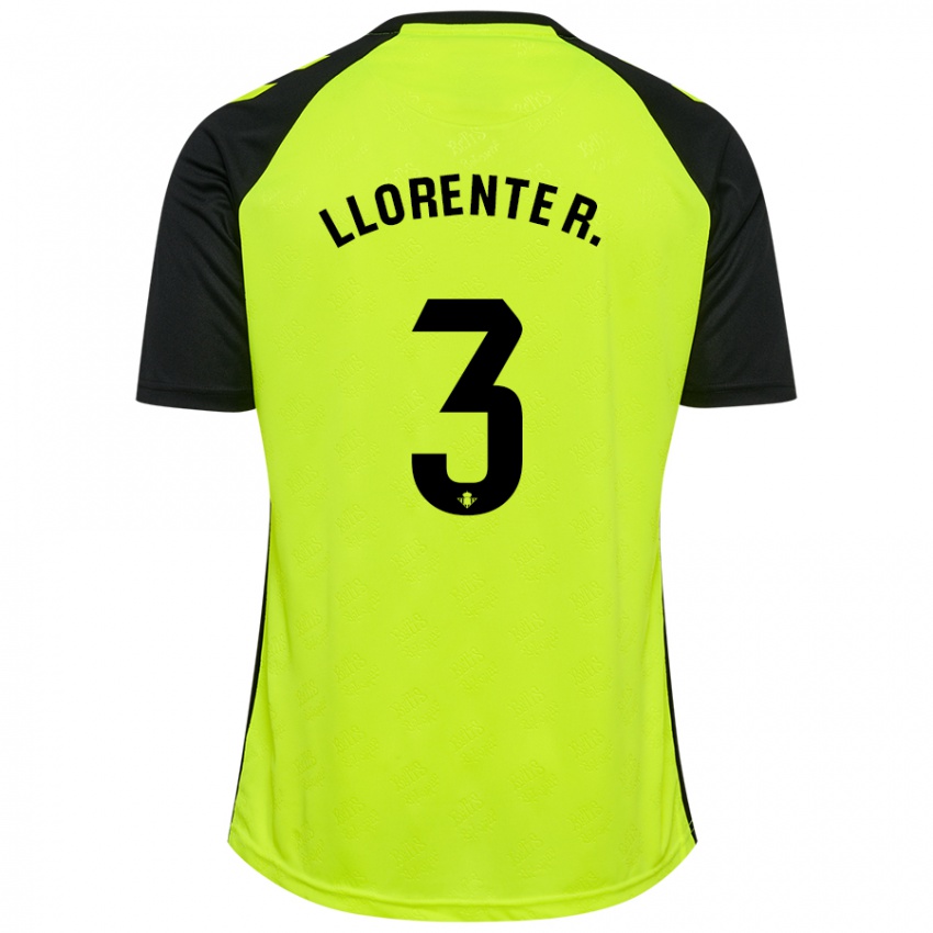 Kinder Diego Llorente #3 Fluoreszierendes Gelb Schwarz Auswärtstrikot Trikot 2024/25 T-Shirt Schweiz