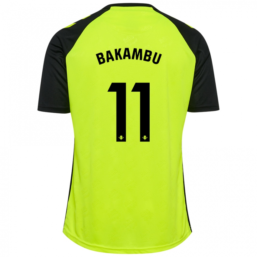 Kinder Cedric Bakambu #11 Fluoreszierendes Gelb Schwarz Auswärtstrikot Trikot 2024/25 T-Shirt Schweiz