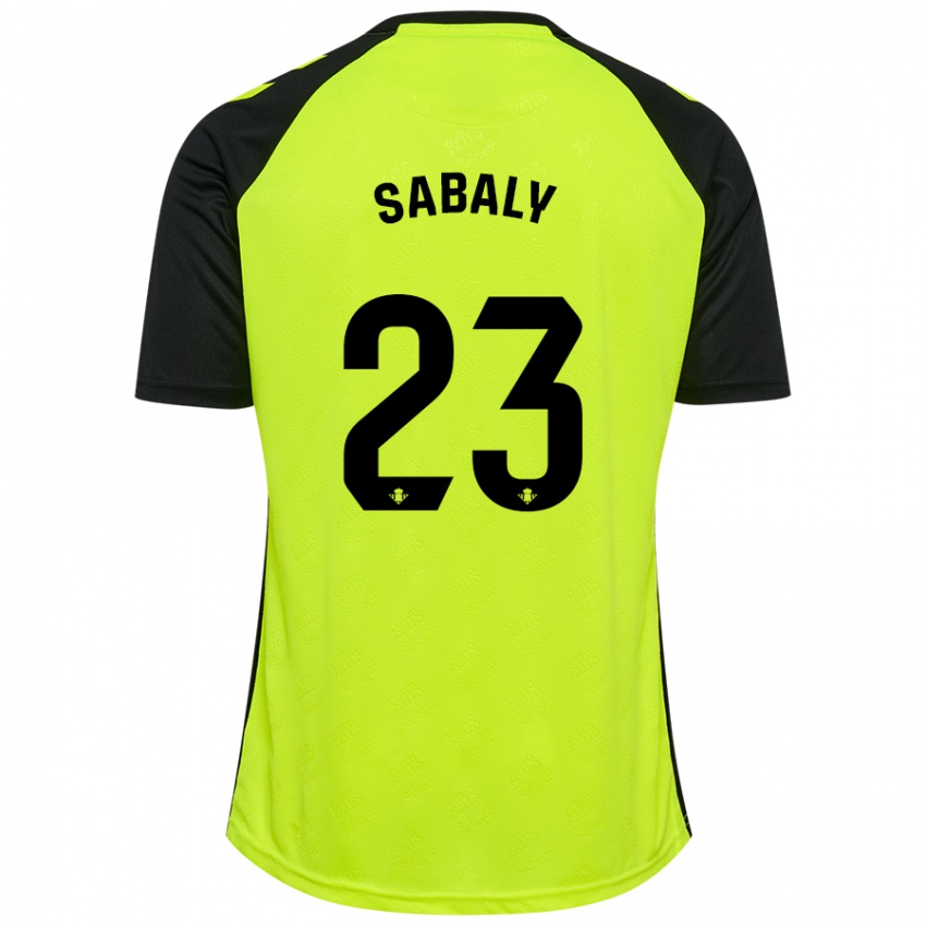 Kinder Youssouf Sabaly #23 Fluoreszierendes Gelb Schwarz Auswärtstrikot Trikot 2024/25 T-Shirt Schweiz