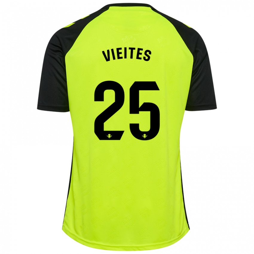 Enfant Maillot Fran Vieites #25 Jaune Fluo Noir Tenues Extérieur 2024/25 T-Shirt Suisse