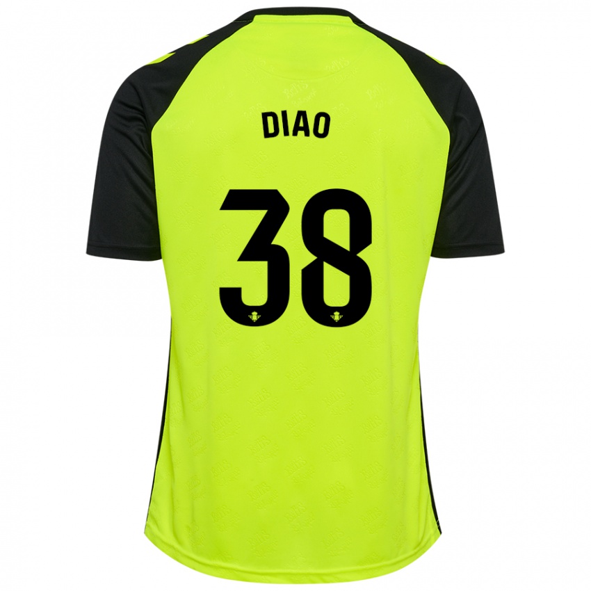 Kinder Assane Diao #38 Fluoreszierendes Gelb Schwarz Auswärtstrikot Trikot 2024/25 T-Shirt Schweiz