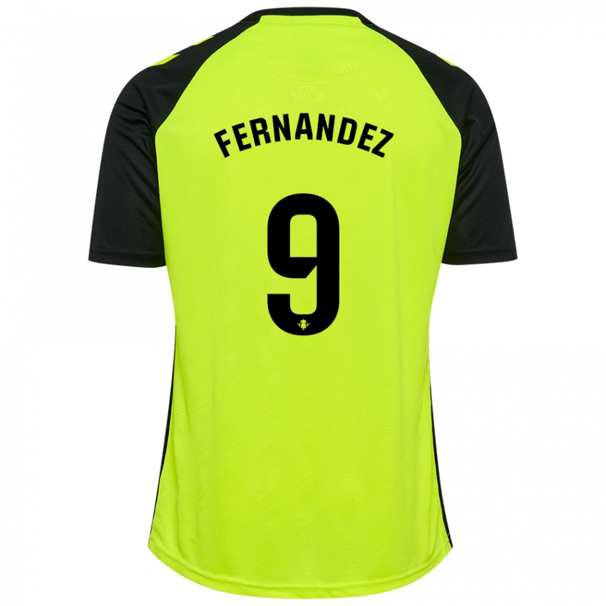 Kinder Marcos Fernández #9 Fluoreszierendes Gelb Schwarz Auswärtstrikot Trikot 2024/25 T-Shirt Schweiz