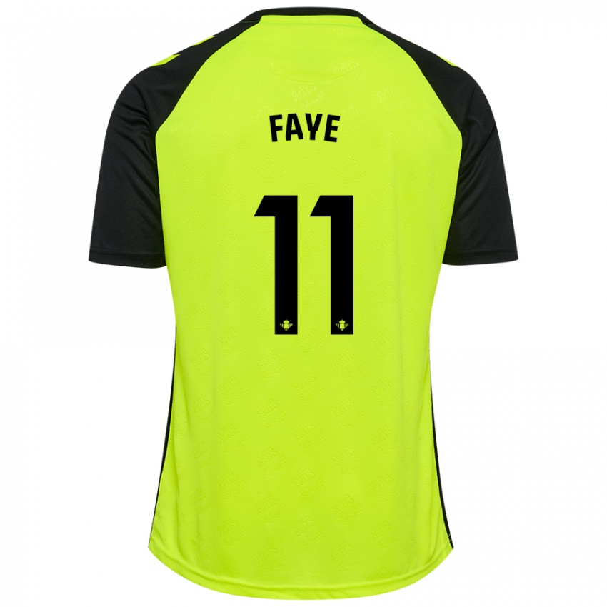 Kinder Souleymane Faye #11 Fluoreszierendes Gelb Schwarz Auswärtstrikot Trikot 2024/25 T-Shirt Schweiz