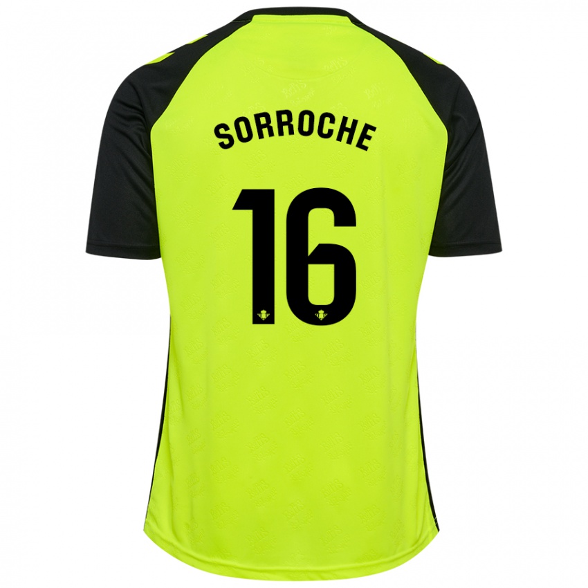 Kinder Ginés Sorroche #16 Fluoreszierendes Gelb Schwarz Auswärtstrikot Trikot 2024/25 T-Shirt Schweiz