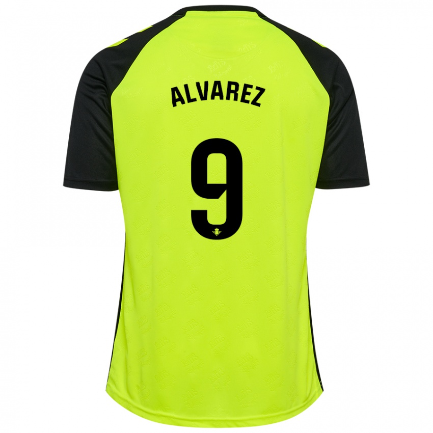 Enfant Maillot Carmen Álvarez Sánchez #9 Jaune Fluo Noir Tenues Extérieur 2024/25 T-Shirt Suisse