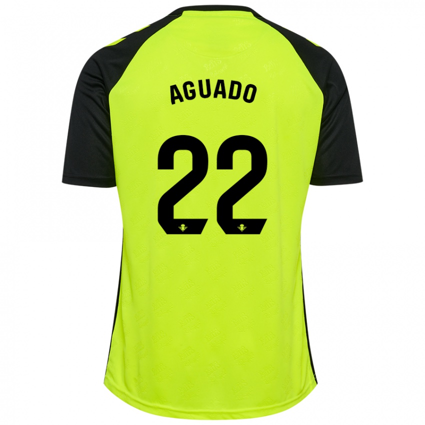 Kinder Julia Aguado Fernández #22 Fluoreszierendes Gelb Schwarz Auswärtstrikot Trikot 2024/25 T-Shirt Schweiz