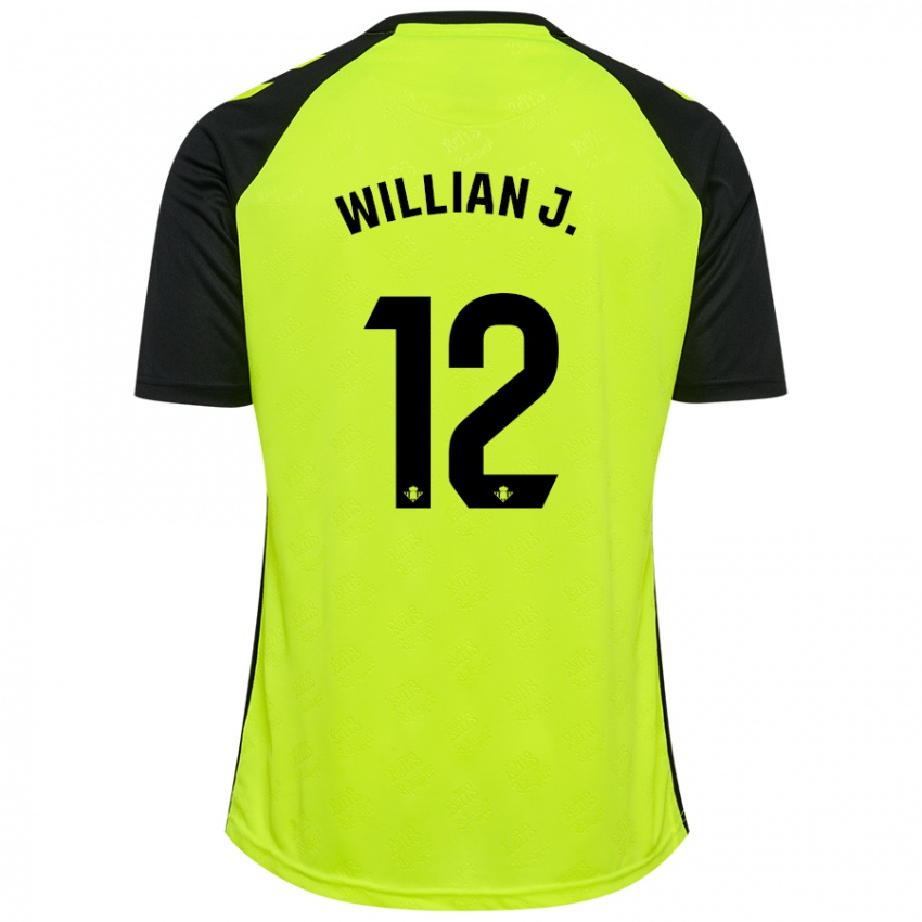 Kinder Willian José #12 Fluoreszierendes Gelb Schwarz Auswärtstrikot Trikot 2024/25 T-Shirt Schweiz