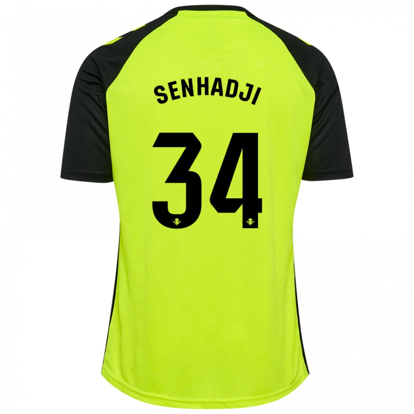 Kinder Yanis Senhadji #34 Fluoreszierendes Gelb Schwarz Auswärtstrikot Trikot 2024/25 T-Shirt Schweiz