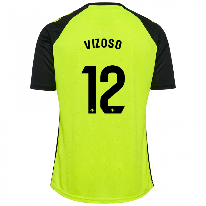 Kinder Paula Vizoso Prieto #12 Fluoreszierendes Gelb Schwarz Auswärtstrikot Trikot 2024/25 T-Shirt Schweiz