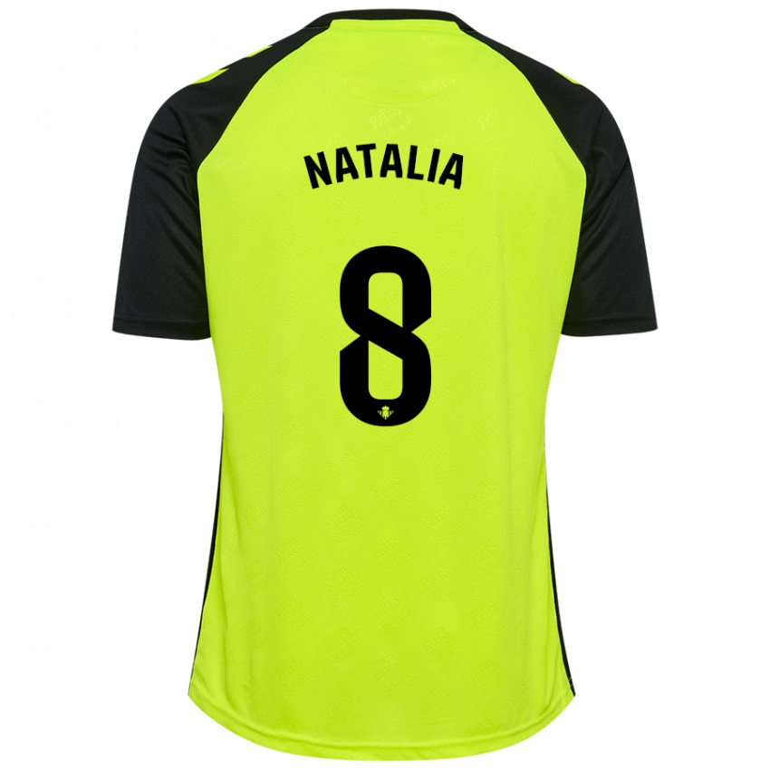 Kinder Natalia Montilla Martinez #8 Fluoreszierendes Gelb Schwarz Auswärtstrikot Trikot 2024/25 T-Shirt Schweiz