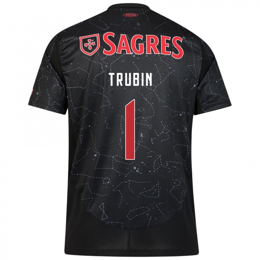 Enfant Maillot Anatoliy Trubin #1 Noir Rouge Tenues Extérieur 2024/25 T-Shirt Suisse