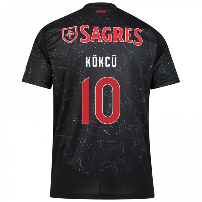 Enfant Maillot Orkun Kökcü #10 Noir Rouge Tenues Extérieur 2024/25 T-Shirt Suisse