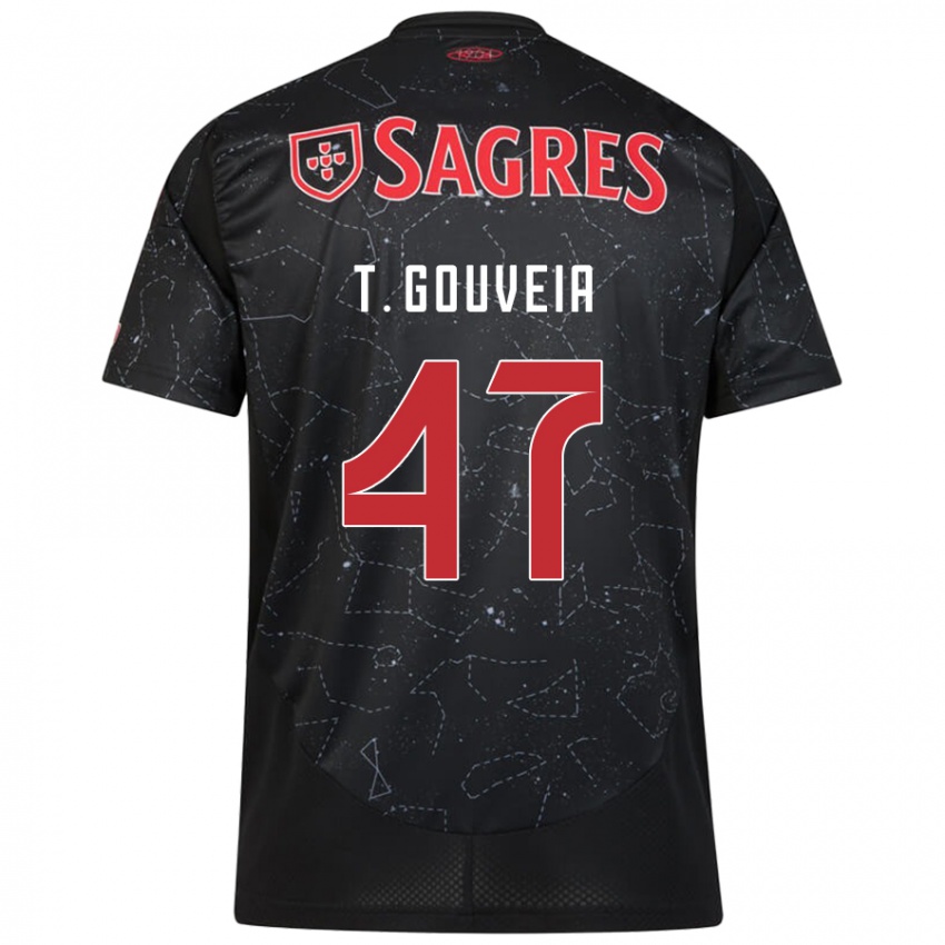 Enfant Maillot Tiago Gouveia #47 Noir Rouge Tenues Extérieur 2024/25 T-Shirt Suisse