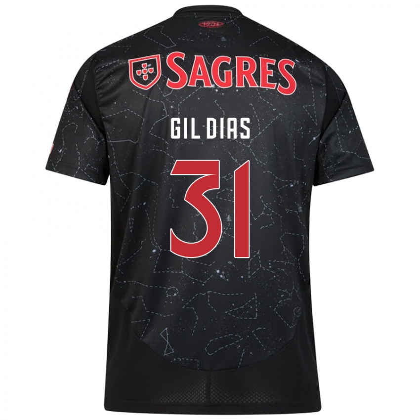 Enfant Maillot Gil Dias #31 Noir Rouge Tenues Extérieur 2024/25 T-Shirt Suisse