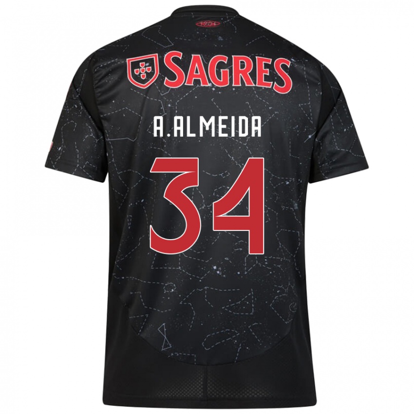 Enfant Maillot Andre Almeida #34 Noir Rouge Tenues Extérieur 2024/25 T-Shirt Suisse