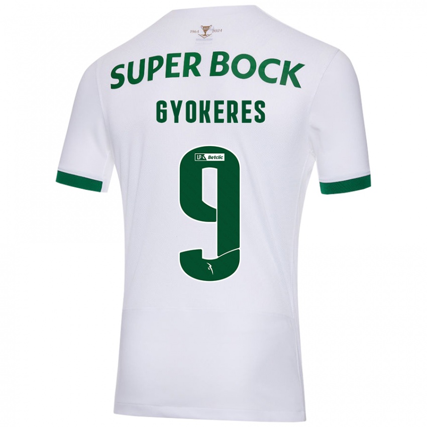 Kinder Viktor Gyökeres #9 Weiß Grün Auswärtstrikot Trikot 2024/25 T-Shirt Schweiz