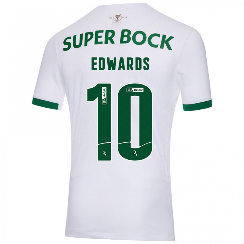 Enfant Maillot Marcus Edwards #10 Blanc Vert Tenues Extérieur 2024/25 T-Shirt Suisse