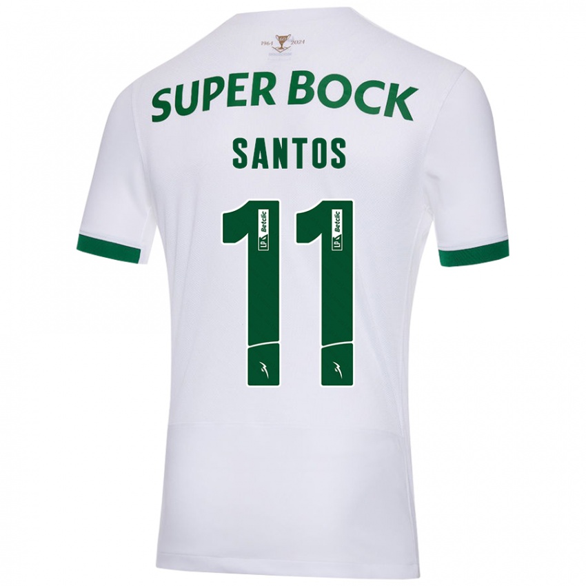 Enfant Maillot Nuno Santos #11 Blanc Vert Tenues Extérieur 2024/25 T-Shirt Suisse