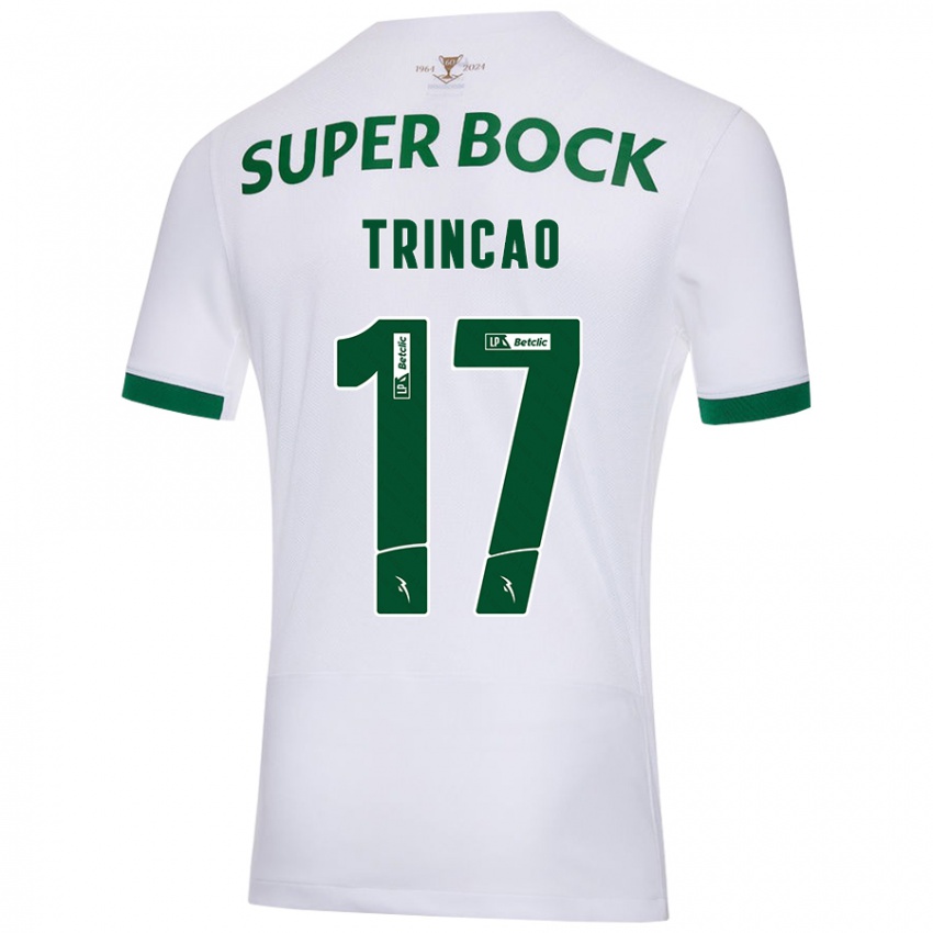 Kinder Trincão #17 Weiß Grün Auswärtstrikot Trikot 2024/25 T-Shirt Schweiz