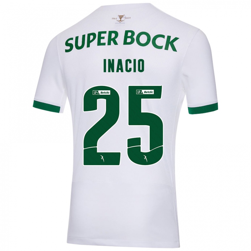 Enfant Maillot Gonçalo Inácio #25 Blanc Vert Tenues Extérieur 2024/25 T-Shirt Suisse