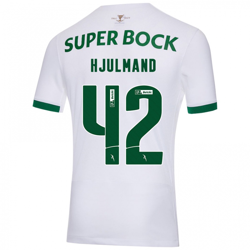 Enfant Maillot Morten Hjulmand #42 Blanc Vert Tenues Extérieur 2024/25 T-Shirt Suisse