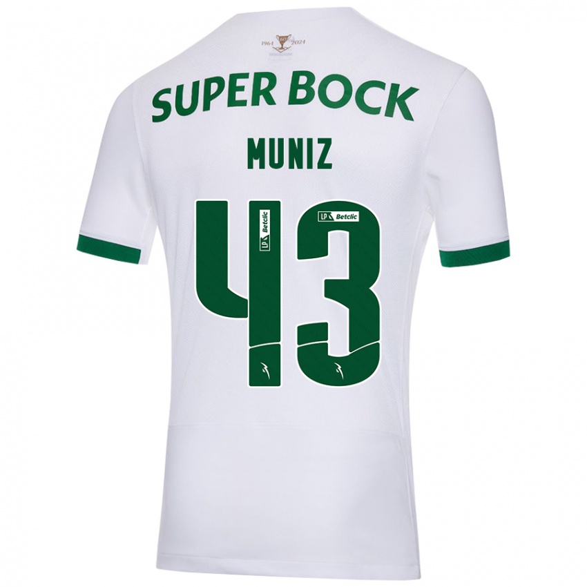 Enfant Maillot João Muniz #43 Blanc Vert Tenues Extérieur 2024/25 T-Shirt Suisse