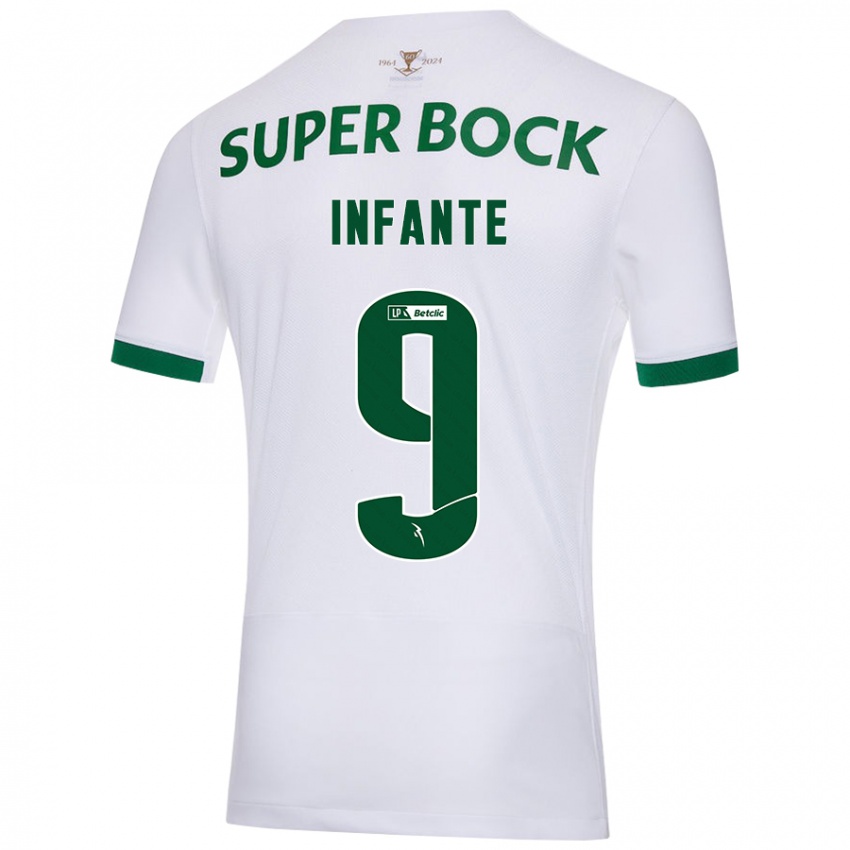 Enfant Maillot João Infante #9 Blanc Vert Tenues Extérieur 2024/25 T-Shirt Suisse